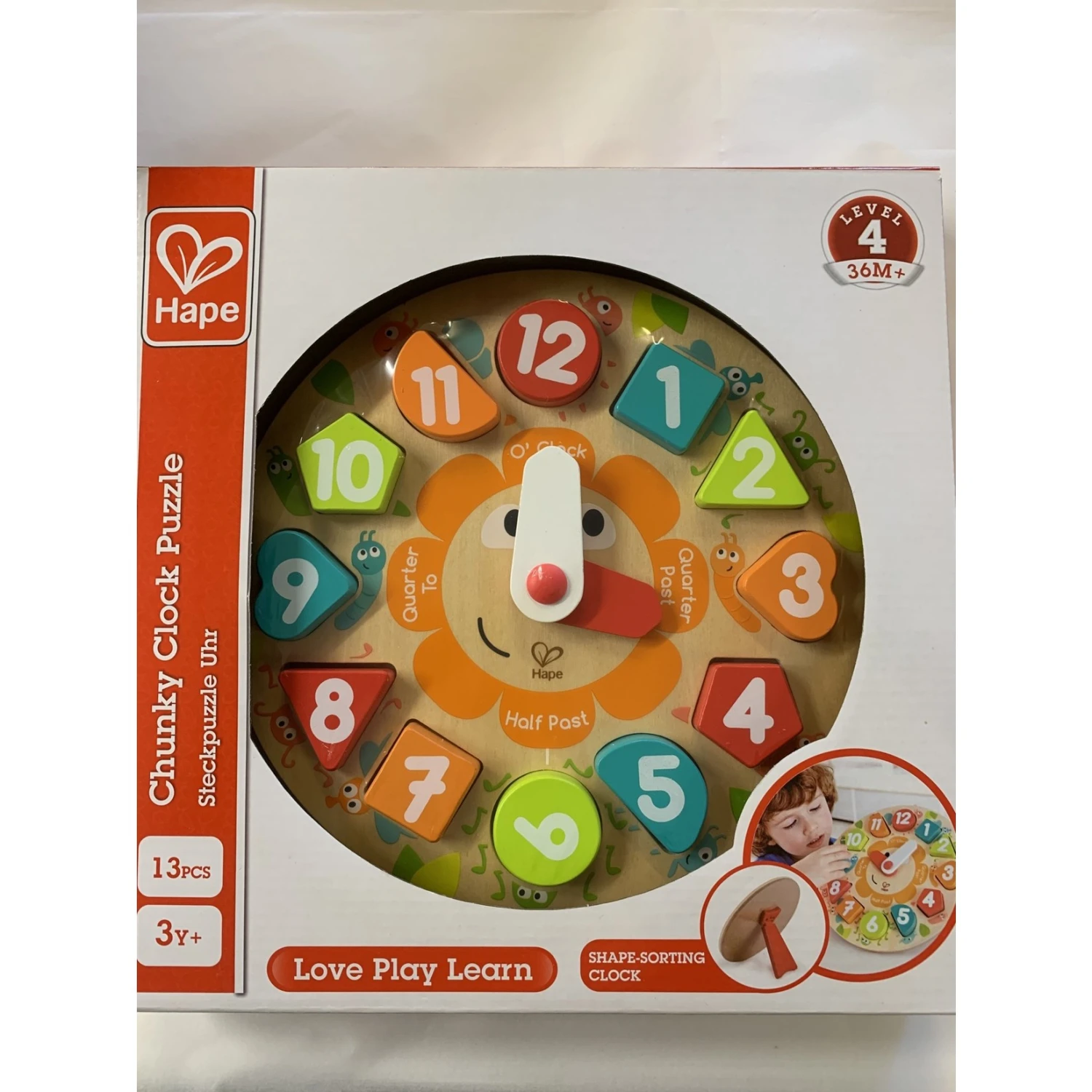 Chunky Wooden Clock Puzzle Hape Chunky Wooden Clock Puzzle -Toy Store hape chunky wooden clock puzzle 1